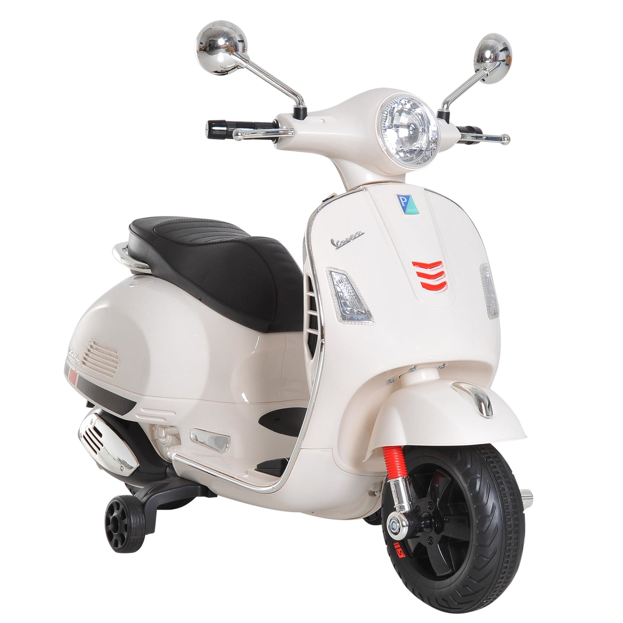 HOMCOM Kids Ride On 6V Vespa Motorcycle with LED Lights (White)