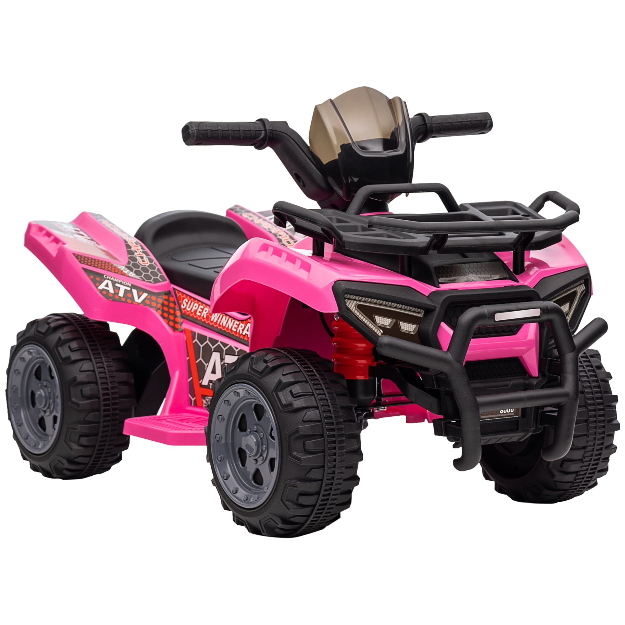 HOMCOM 6V Kids Electric Ride on Toy ATV Quad Bike with Music & Headlights for 18-36 Months (Pink)