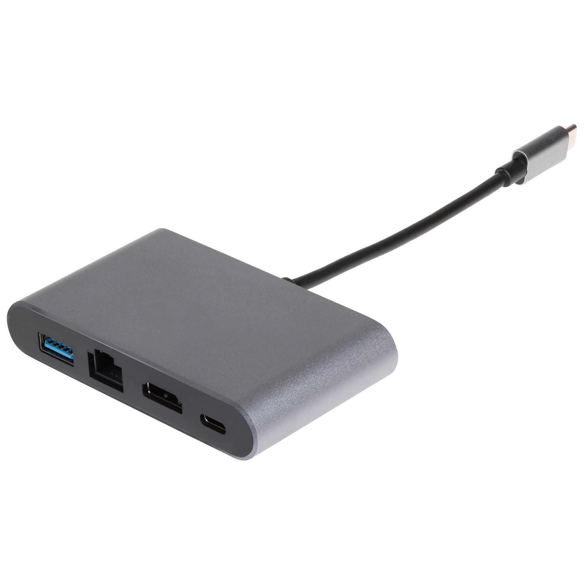 Nikkai USB-C Multiport Hub to USB-A 3.0 / HDMI 4K / Gigabit RJ45 / USB-C PD - Silver