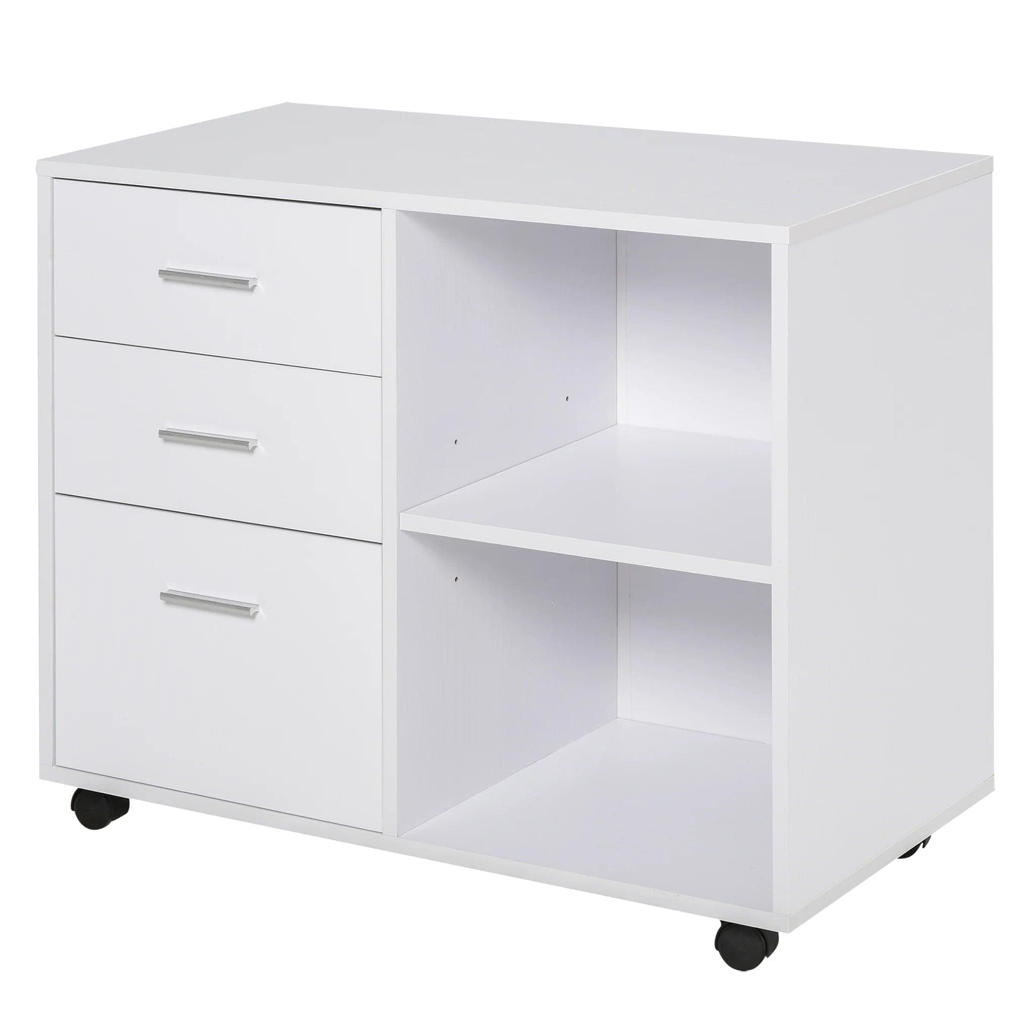 ProperAV Extra Particle Board Rolling Storage Cabinet (White)