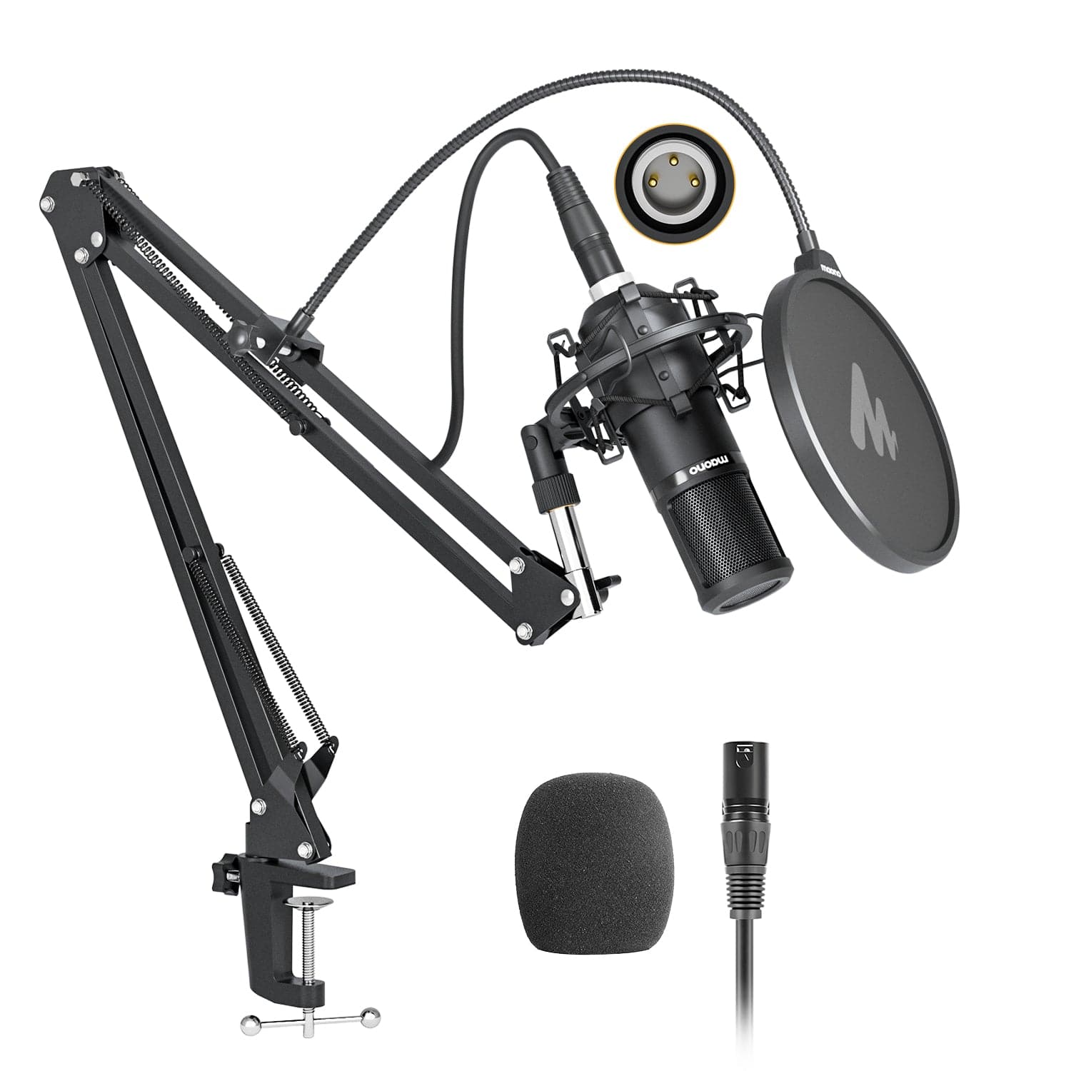 Maono XLR Cardioid Professional Vocal Studio Microphone with Boom Arm Kit