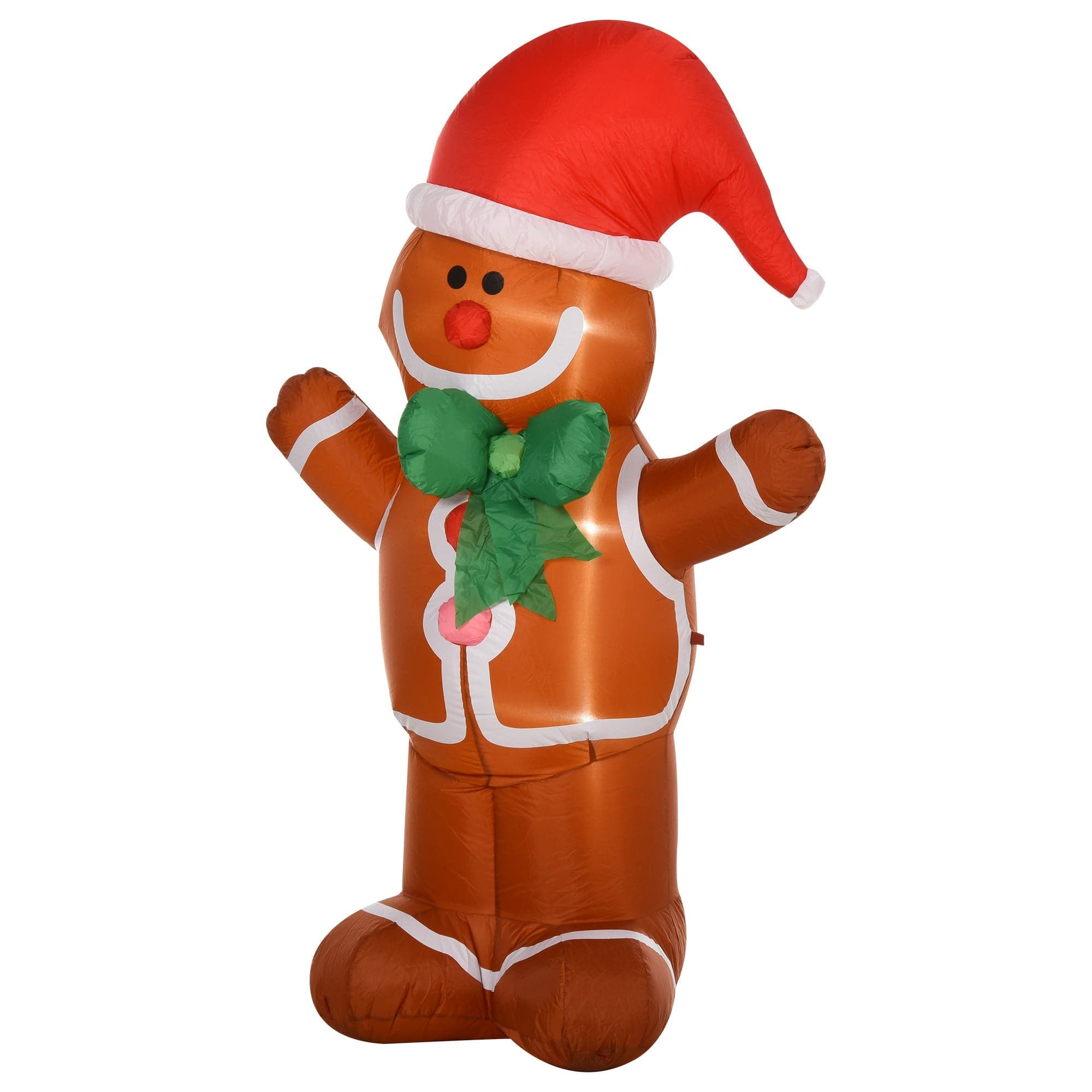 HOMCOM 6ft Christmas Inflatable LED Gingerbread Man with Santa Hat