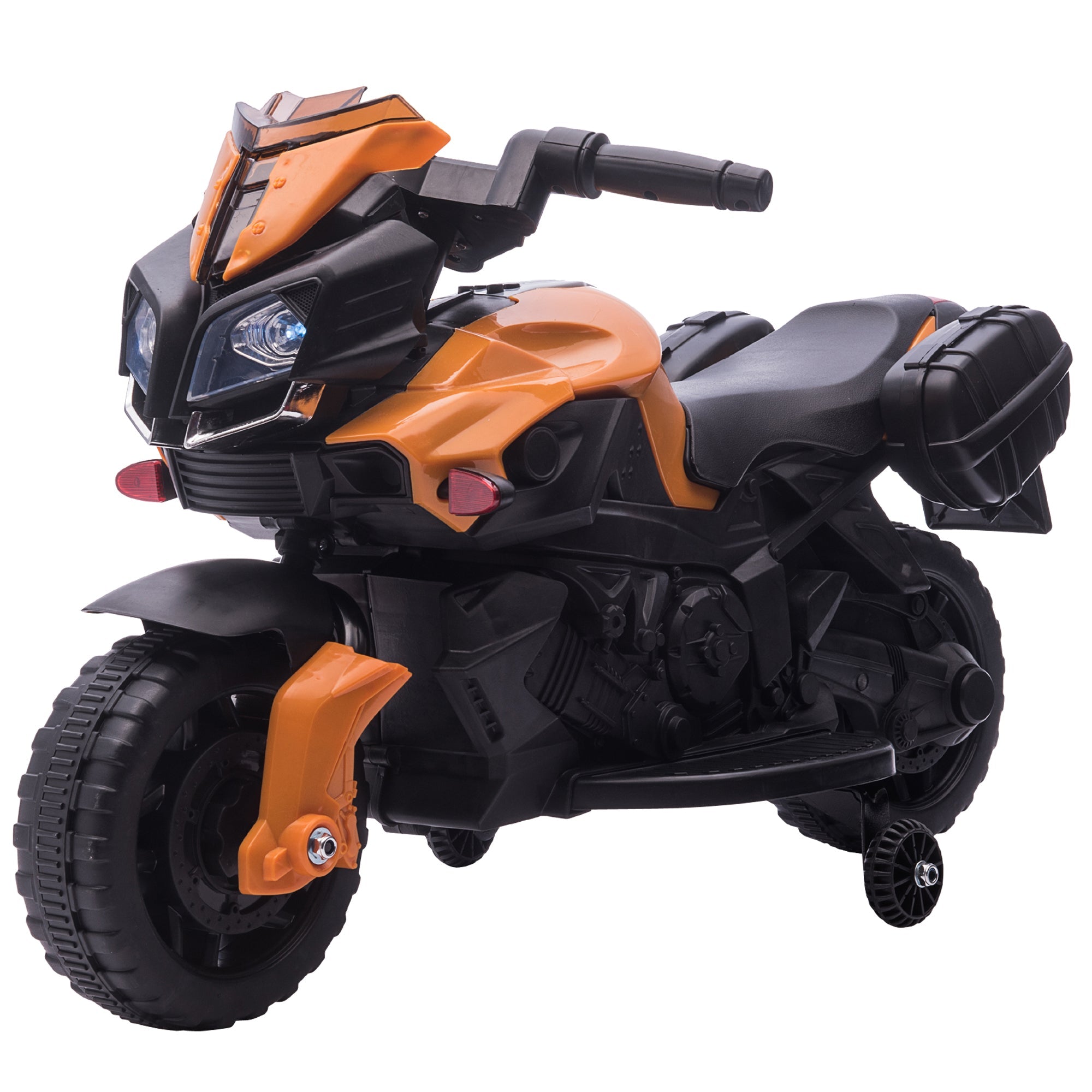 HOMCOM Kids 6V Electric Ride On Motorcycle with Lights, Horn & Realistic Sounds (1.5 - 4 Years Old) (Orange)