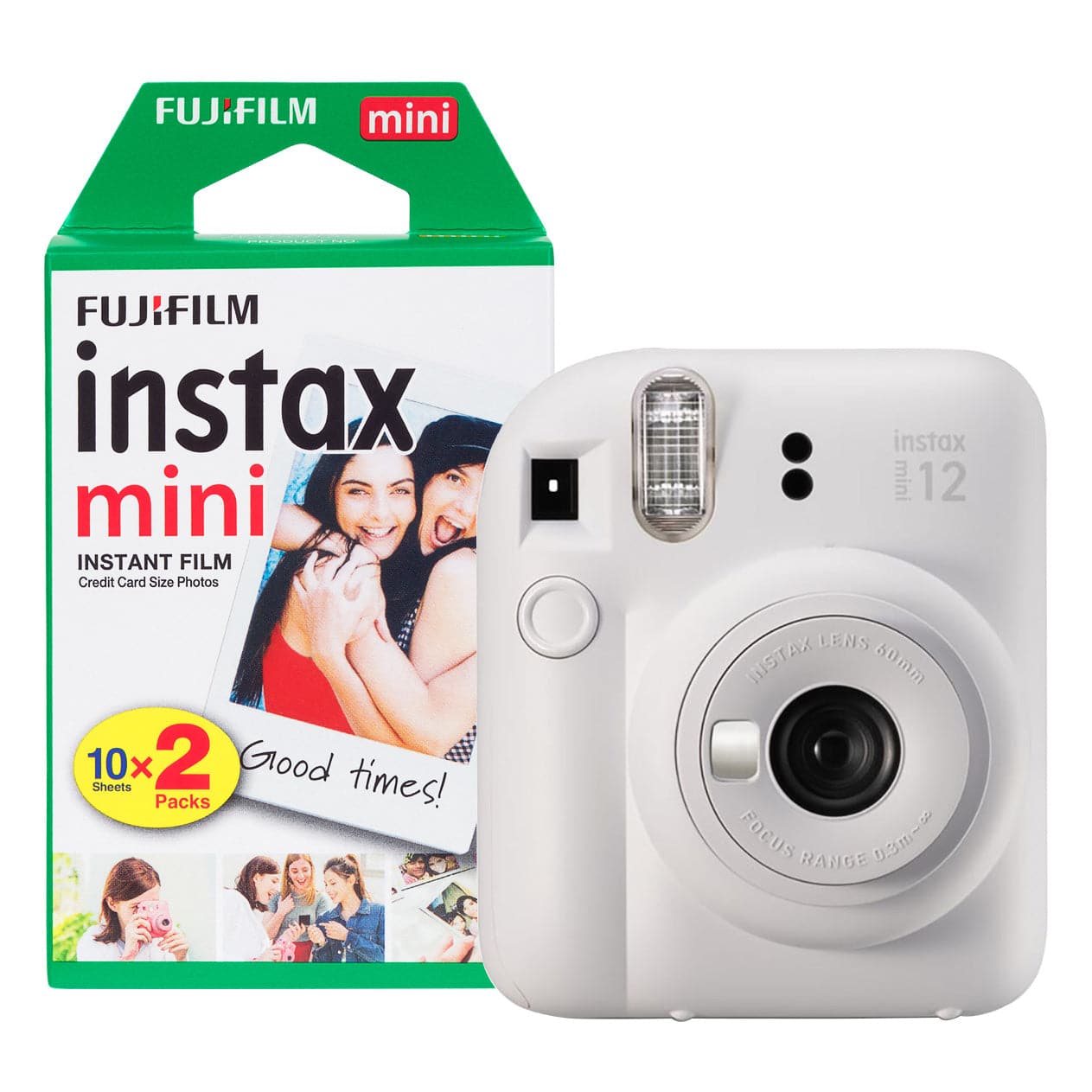 Fujifilm Instax Mini 12 Instant Camera - Clay White (Camera + 20 Shot Pack)
