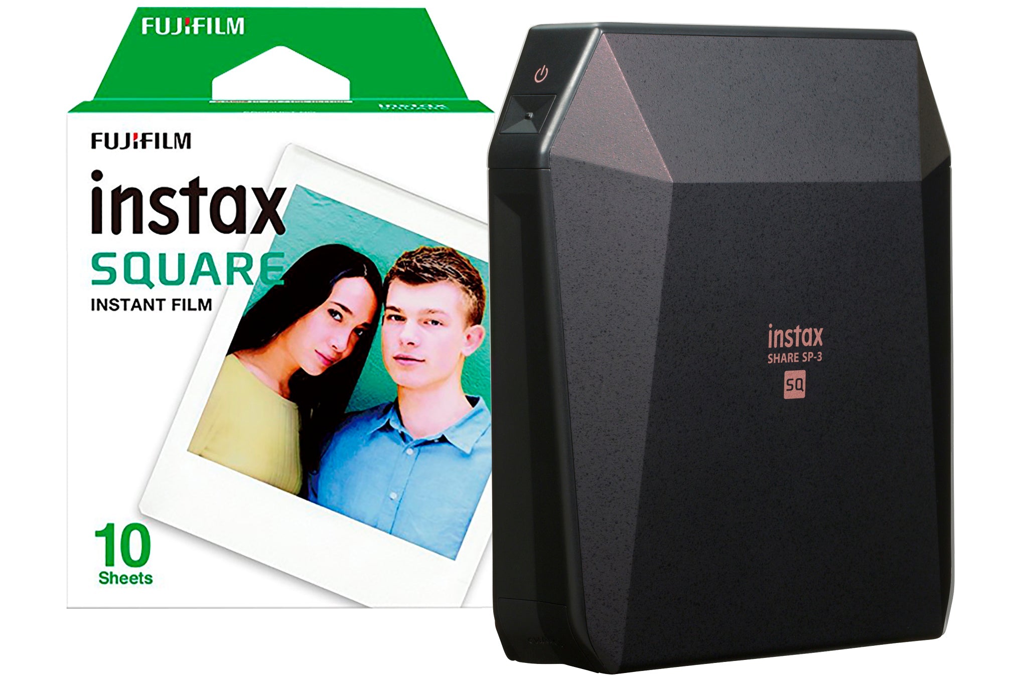 Fujifilm Instax SP-3 Share Square Wireless Photo Printer - Black (Printer + 20 Shot Pack)