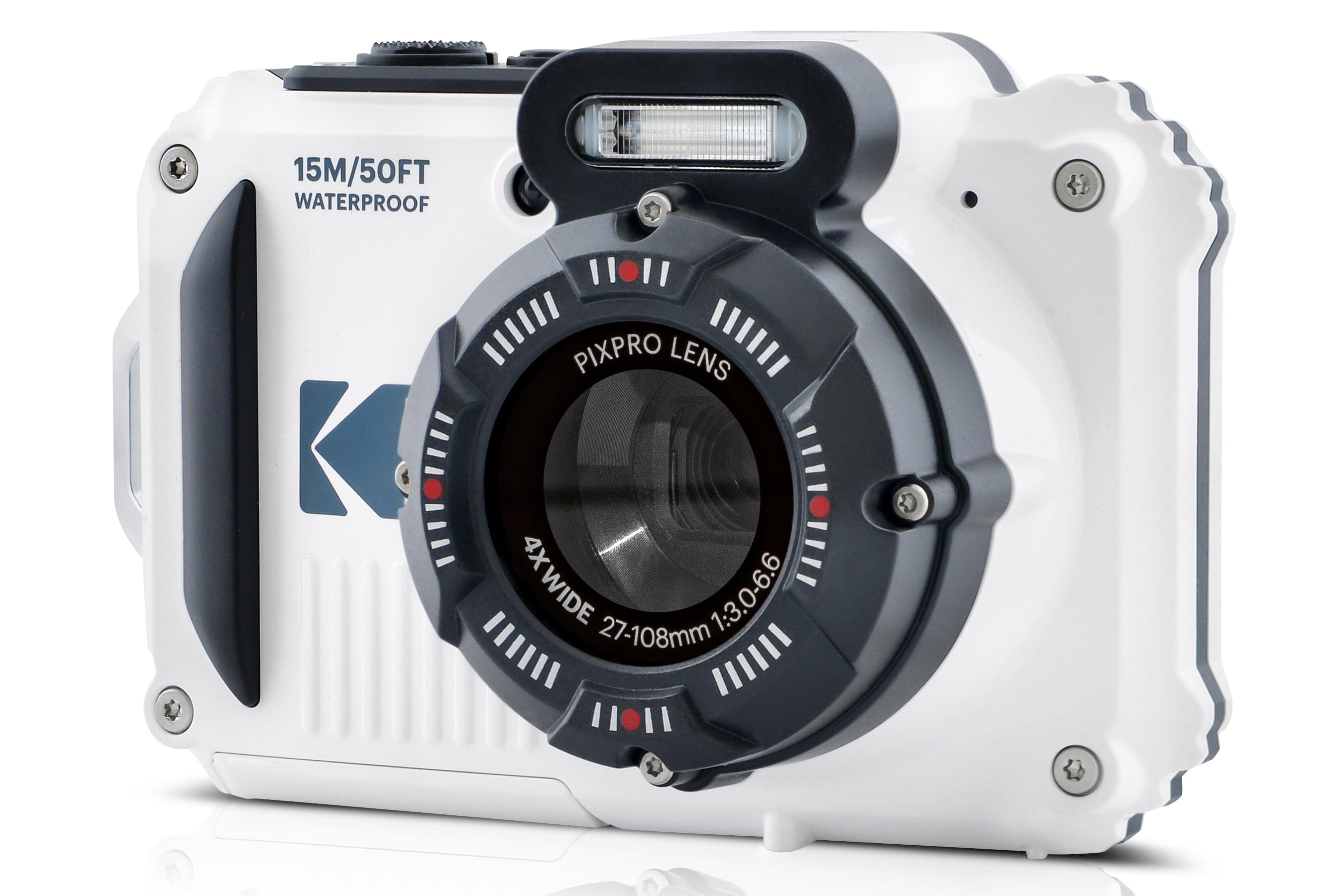 Kodak PIXPRO WPZ2 Waterproof 16MP 4x Zoom Tough Compact Camera - White (Camera Only)
