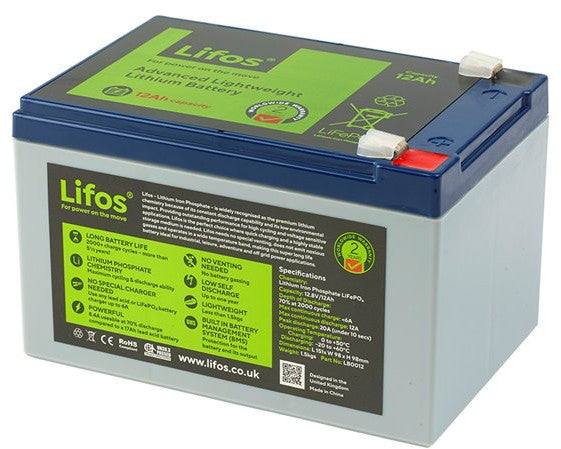 Lifos Go 12V 12Ah Lithium Iron Phosphate LiFePO4 Battery