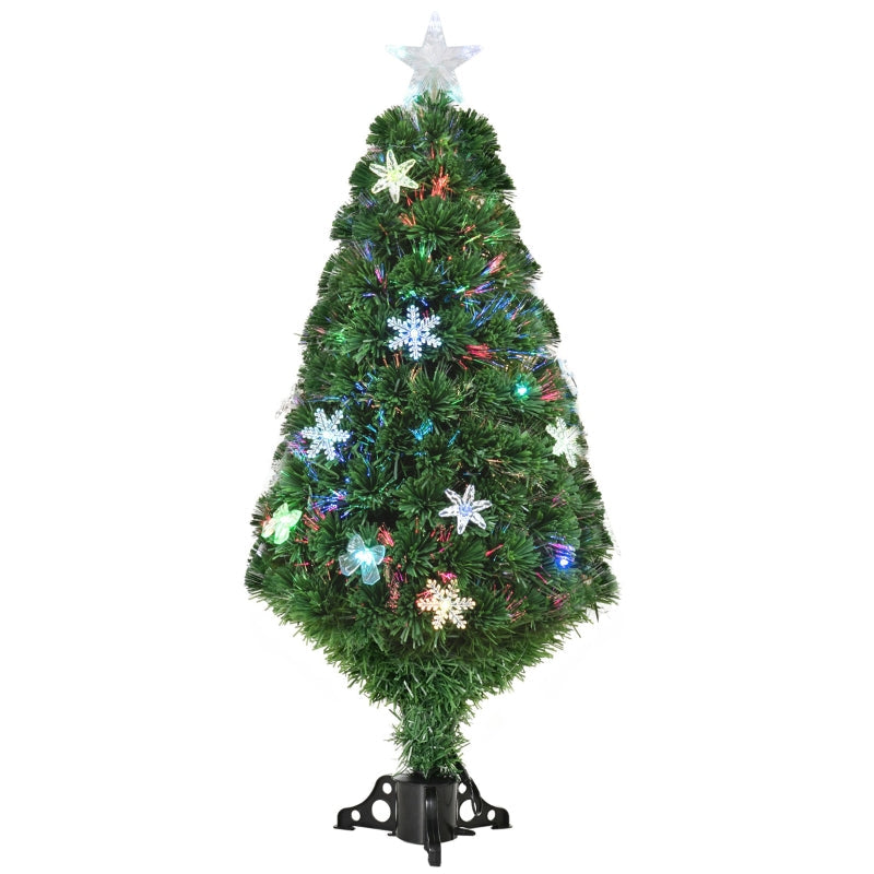 HOMCOM 4ft Pre-Lit Fibre Optic LED Artificial Christmas Tree