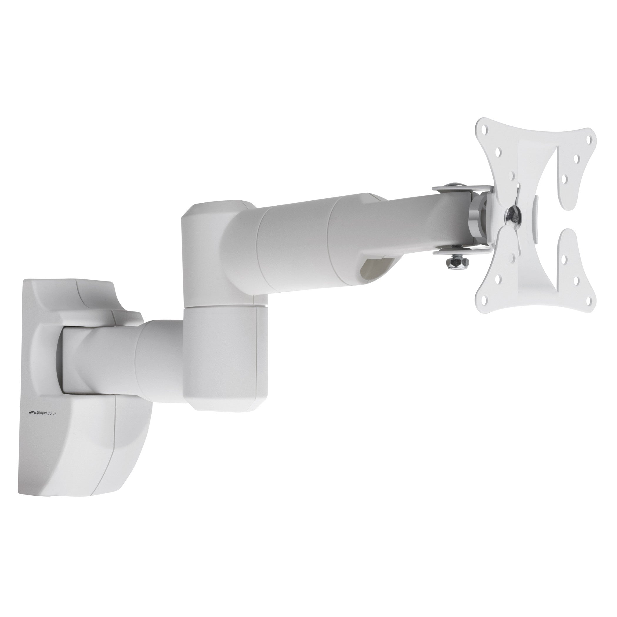 ProperAV Dual Pivot Swing Arm 20deg Tilt 19" - 28" TV Wall Bracket (30kg Capacity / VESA Max. 100x100) - White