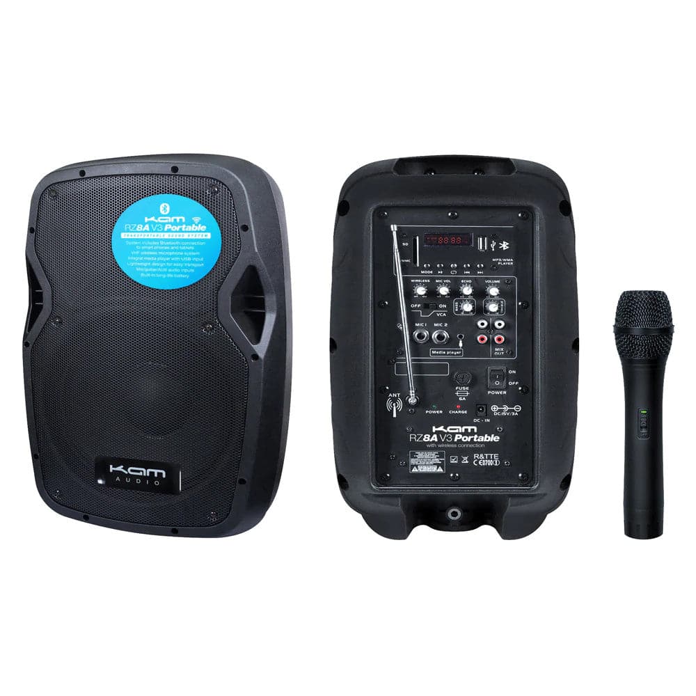 Kam RZ8A Active Portable Wireless Bluetooth Speaker - Black