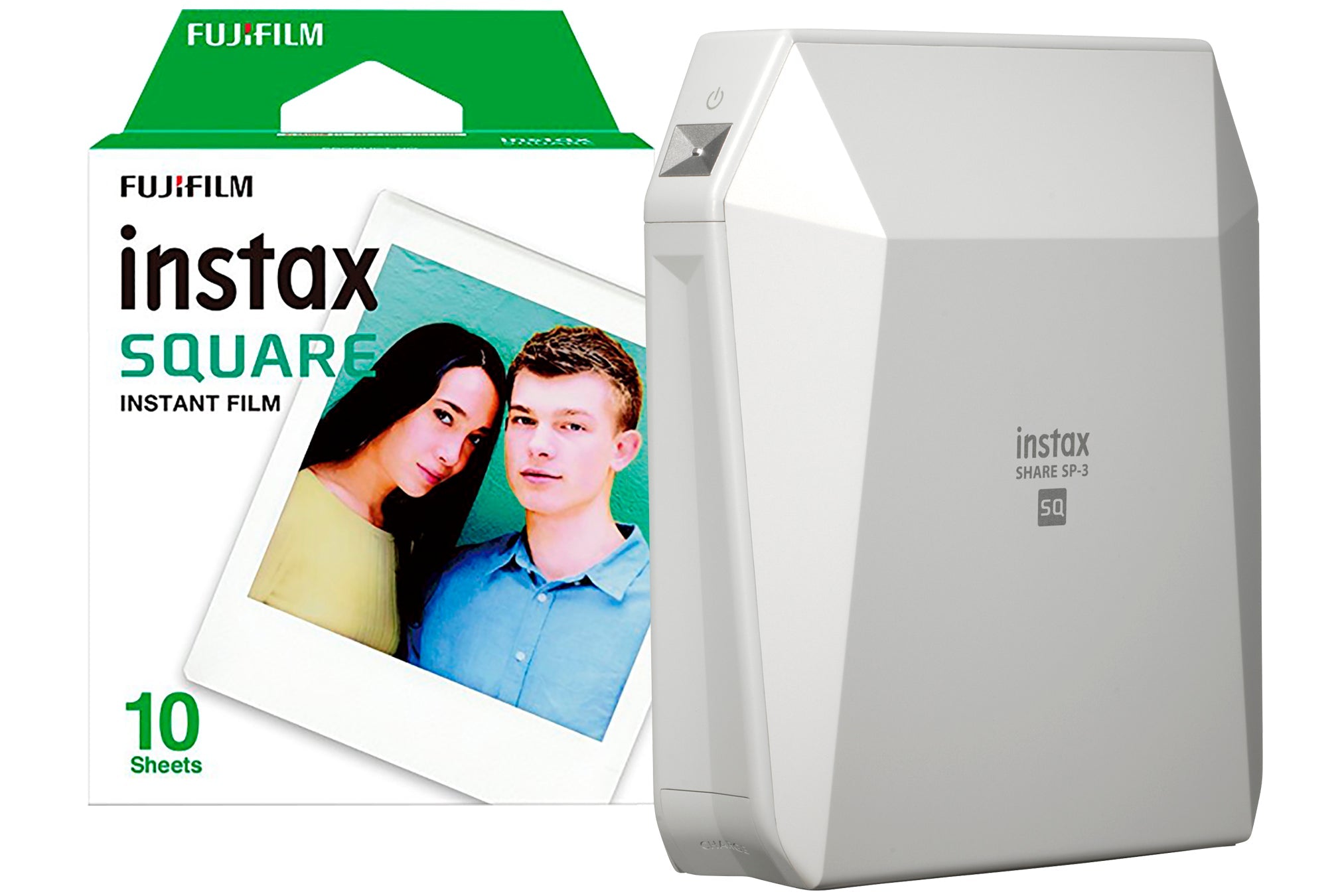 Fujifilm Instax SP-3 Share Square Wireless Photo Printer - White (Printer + 20 Shot Pack)