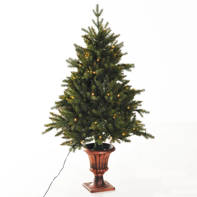 HOMCOM 1.2m Pre-Lit Artificial Christmas Spruce Tree with Plastic Stand