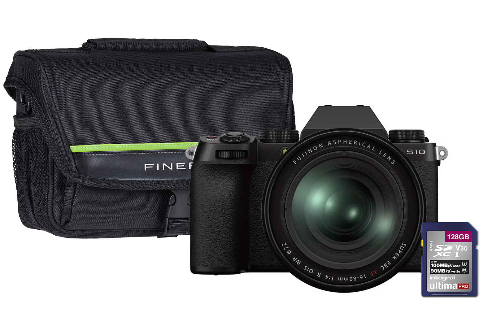 Fujifilm X-S10 Mirrorless Camera - Black (Camera + 16-80mm Lens + 128GB SD Card + Case)