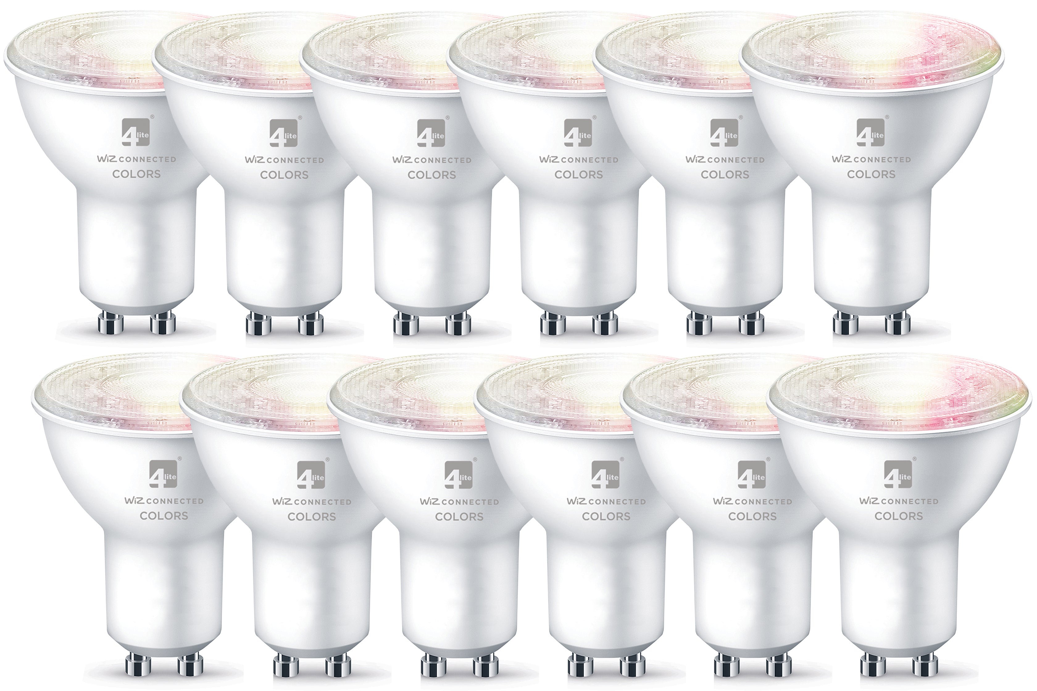 4lite Wiz Connected Dimmable Multicolour WiFi LED Smart Bulb - GU10 (Pack of 12)