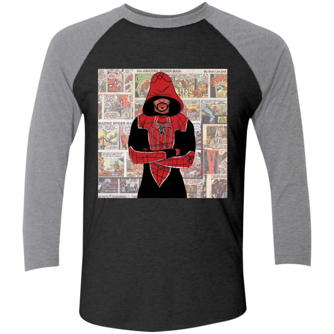 Miles Morales Spiderman Tri-Blend 3/4 Sleeve Raglan T-Shirt