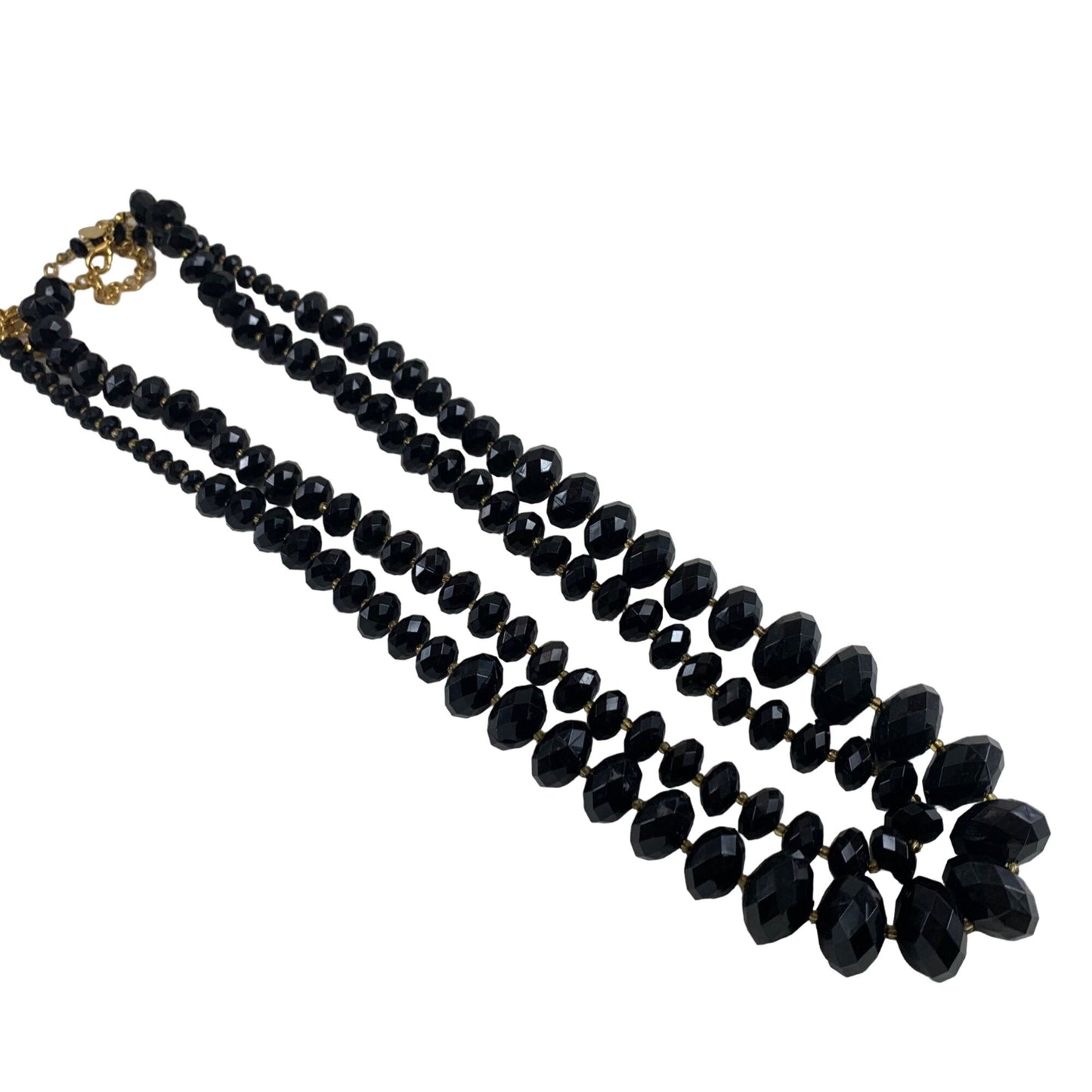 Vintage Joan River Gold Black Resin Bead Necklace Set of 2