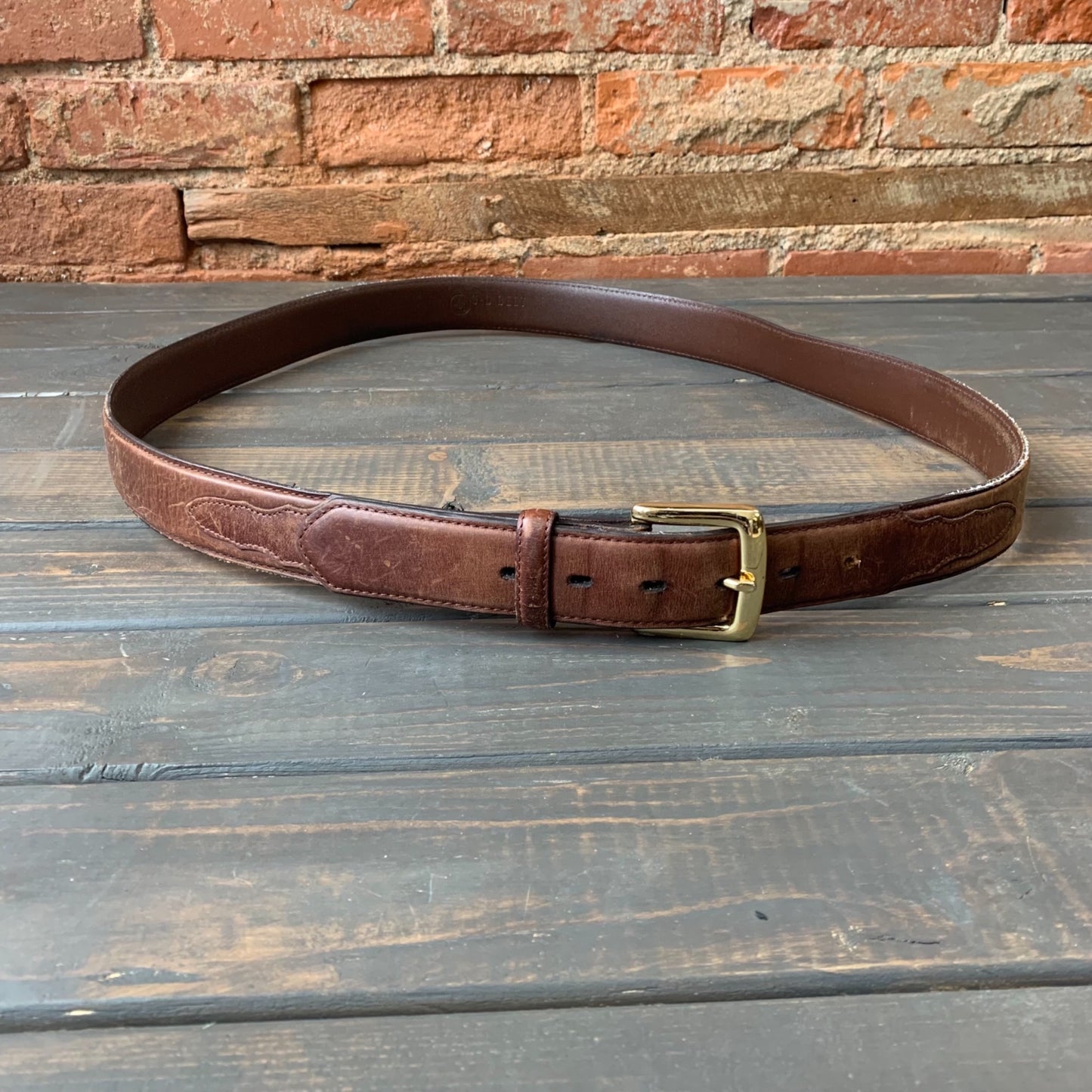 Men’s Brown Leather Brown 50” Belt - Next to New Online