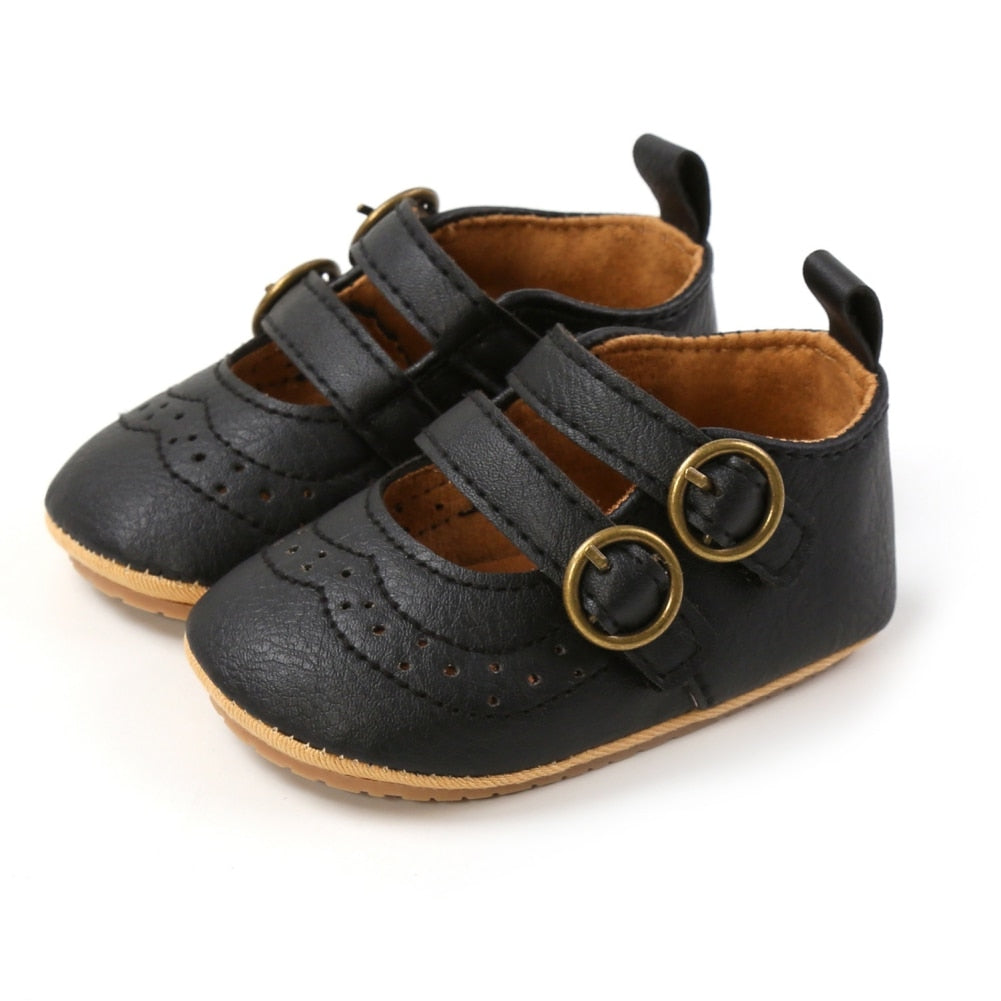 black double buckle sandals