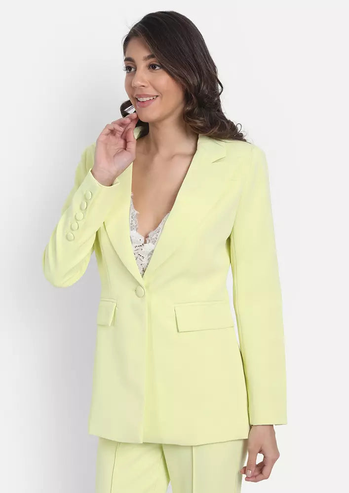 Women Shoulder Pad Pocket Blazer And Bootleg Pants Set