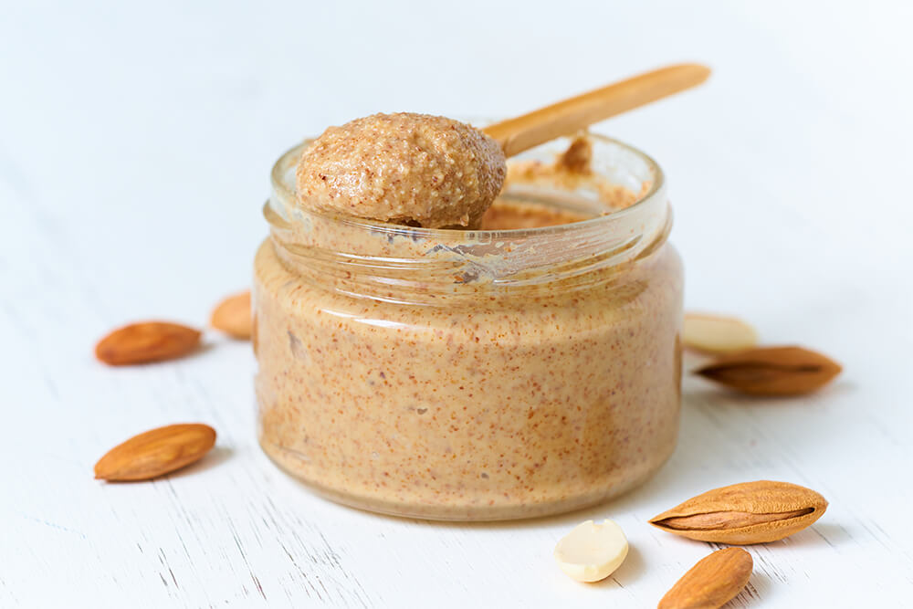 Almond nut butter on table