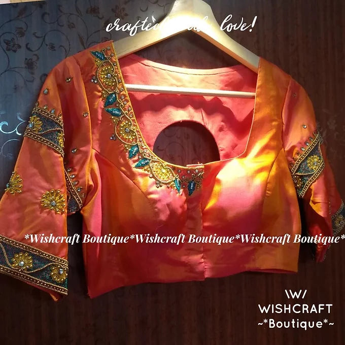 Pattu Silk Blouse with Beautiful Maggam Work. Designer Blouse -333