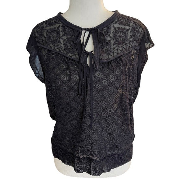 rebecca taylor embroidered lace top