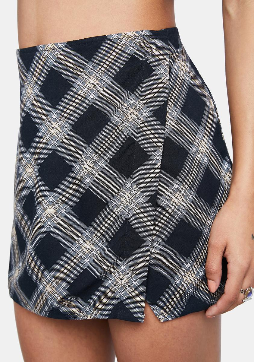 Motel Wrap Mini Skirt - Plaid