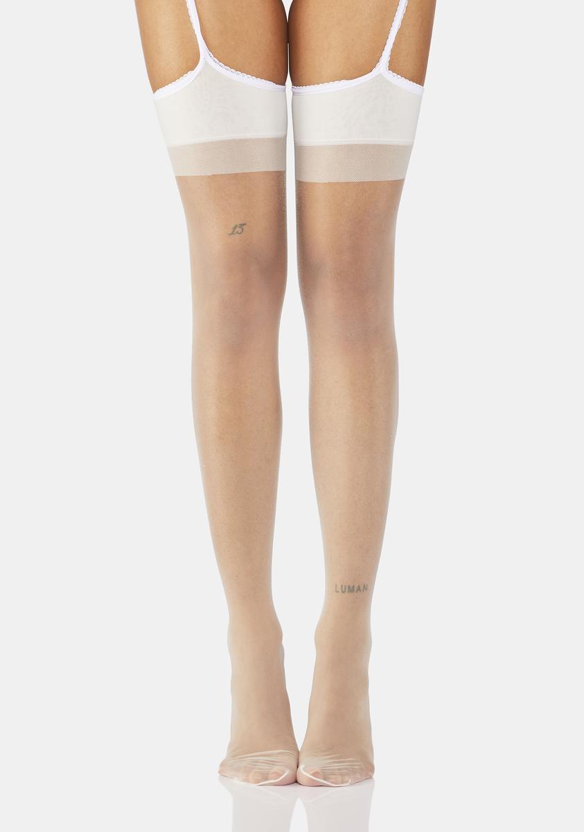 white garter tights