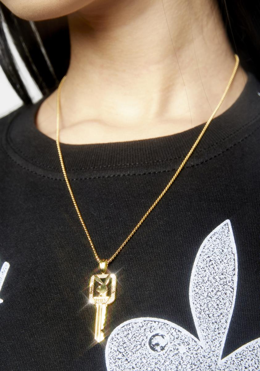 HUF x Playboy Key Pendant Chain Necklace - Gold