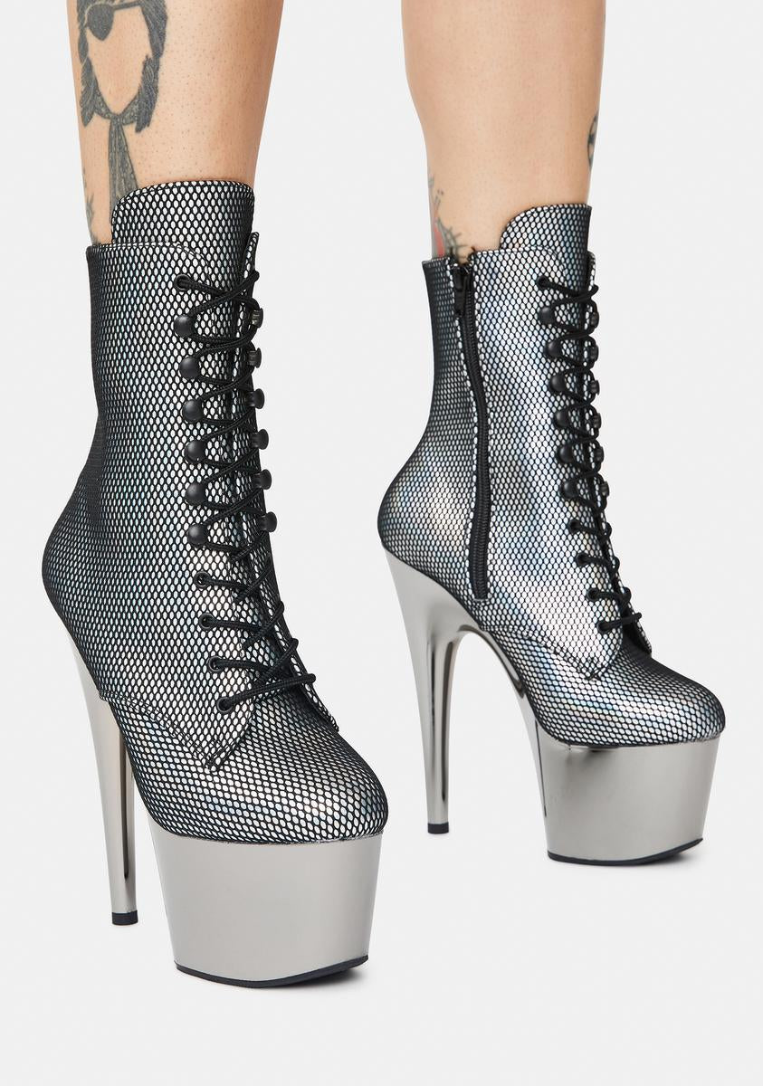 pleaser lace up boots