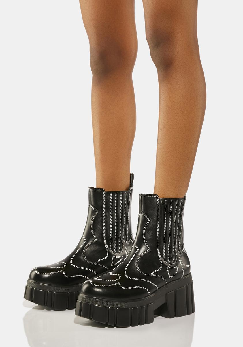 Koi Footwear Riveira Stitch Chelsea Boots - Black