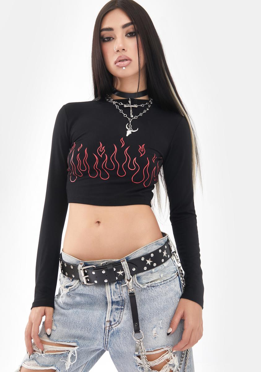 black crop top with flames for Sale,Up To OFF59%