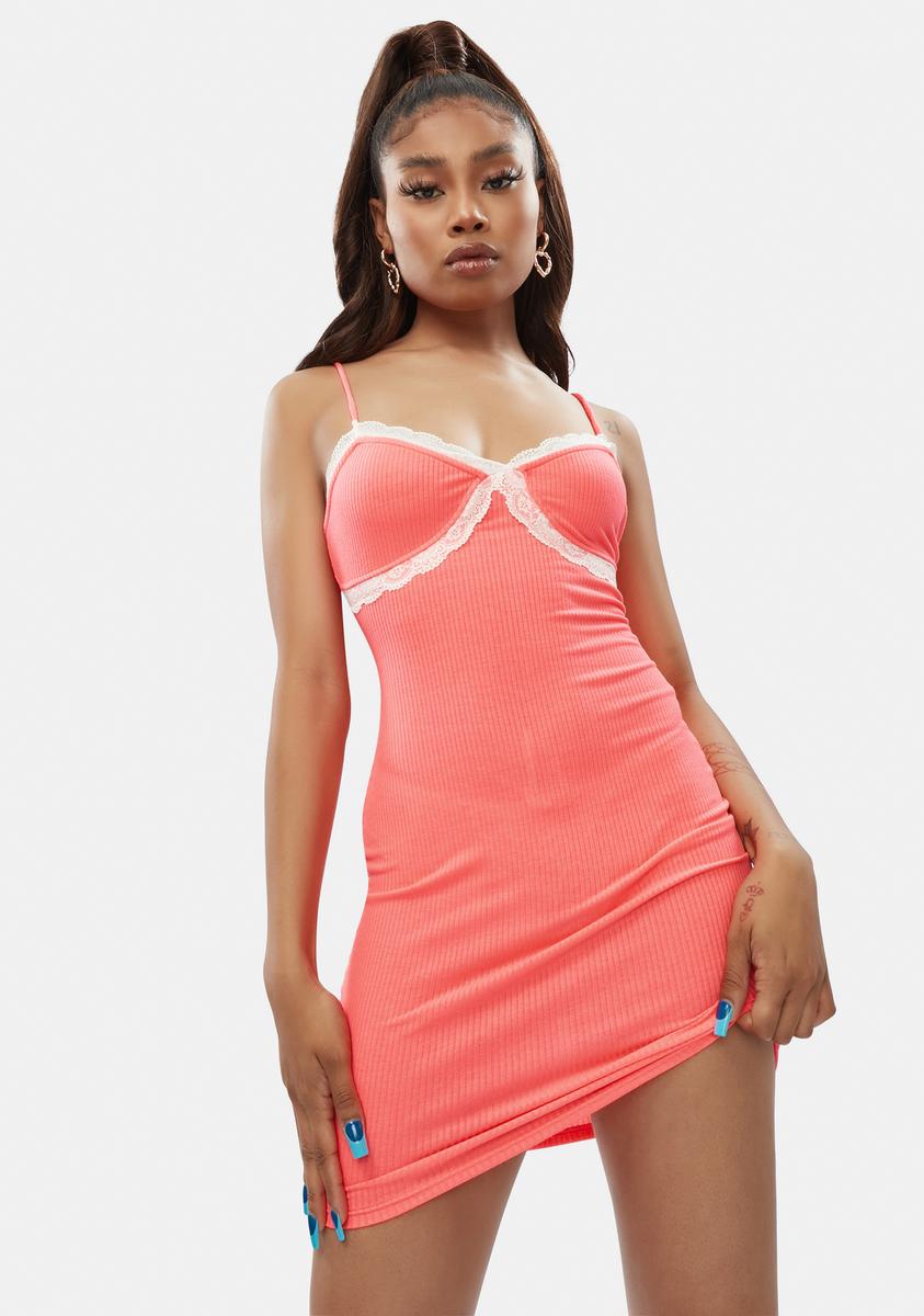 Trim Cami Strap Mini Dress Pink – Dolls Kill