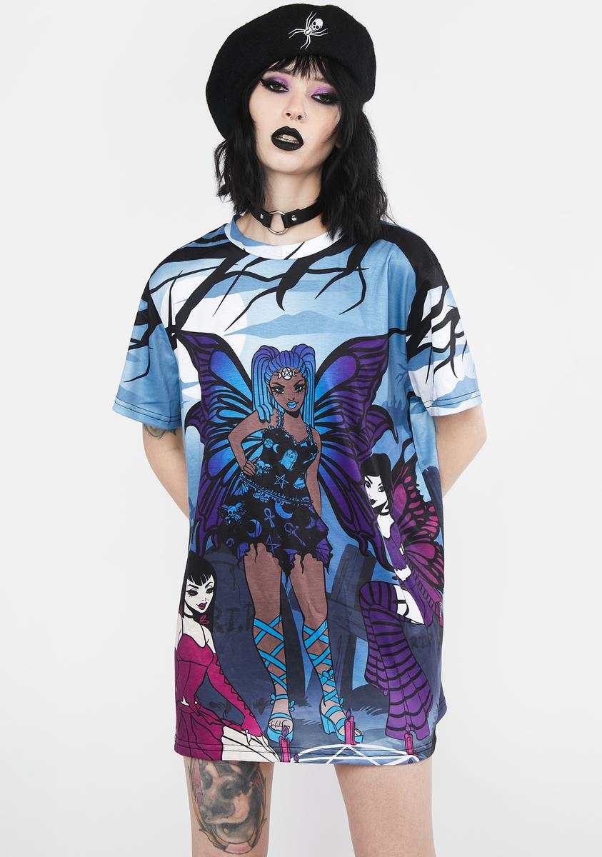 The Grave Girls Oversized Graphic Fairy Tee - Multi