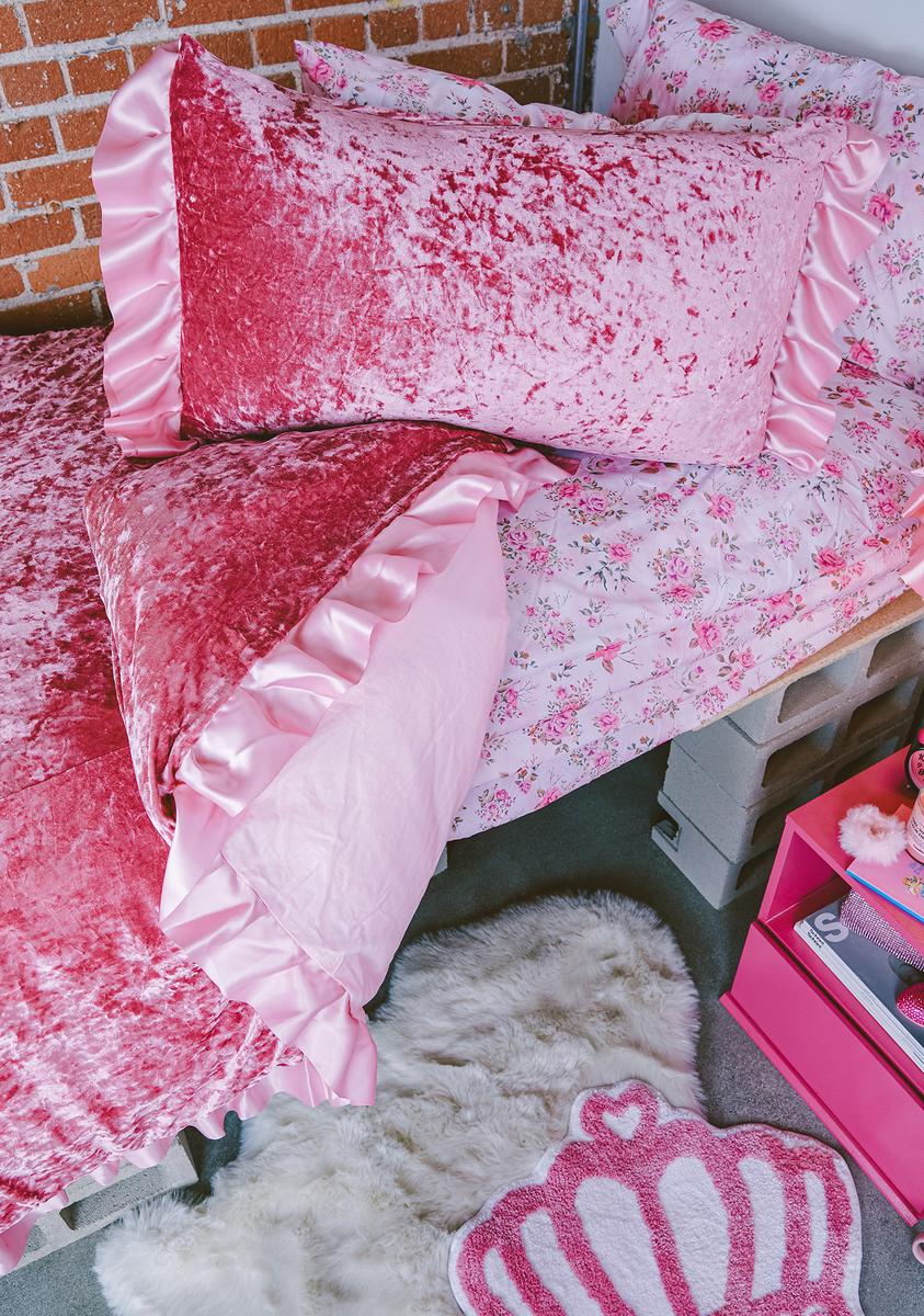 Dolls Home Velvet Duvet Sham Bedding Set - Light Pink