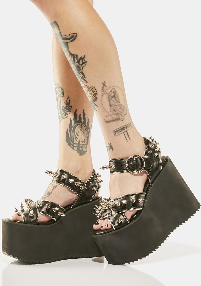 666 Feet Apart Spiked Platform Sandals