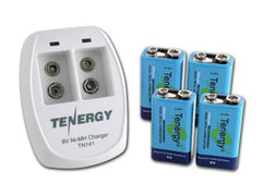 Tenergy TN141 2 Bay 9V Smart Charger with 4 pcs 9V 250mah NiMH Rechargeable Batteries