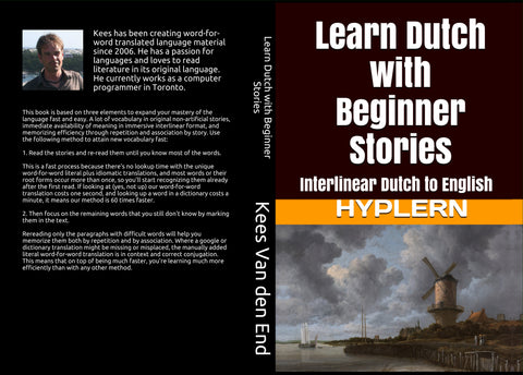 Learn Dutch with Beginner stories - Front cover and back cover of the paperback version - this book has free mp3s as well