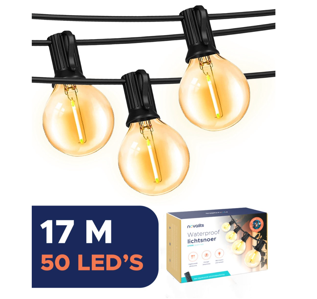 Geest stereo Gelach LED Lichtsnoer met Afstandbediening en Dimregelaar 50 LEDS – Novalits