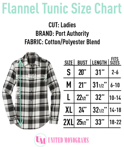 Monogram Flannel Size Chart