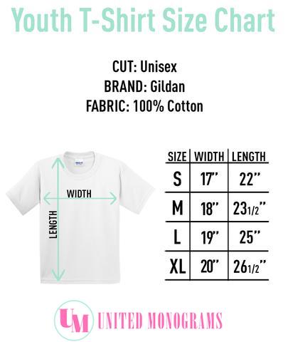 Youth Monogram T-Shirt Size CHart