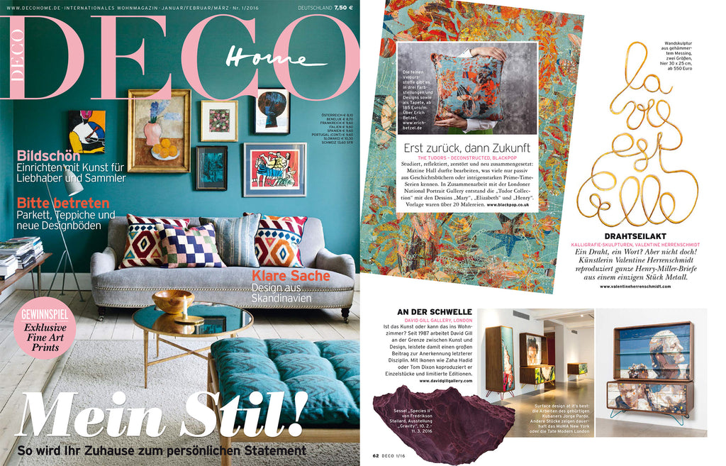 Contemporary cushions wallpaper and fabric in Deco Home Magazine