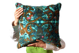 Designer cushions, blue green cushions, luxe cushions,