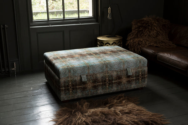 Bespoke Ottoman in green designer velvet