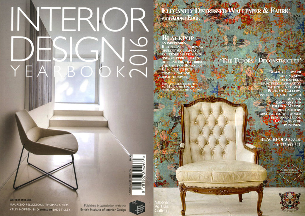 Interior Design Book 2016, Tudors - deconstructed, blue wallpaper, luxury velvets,