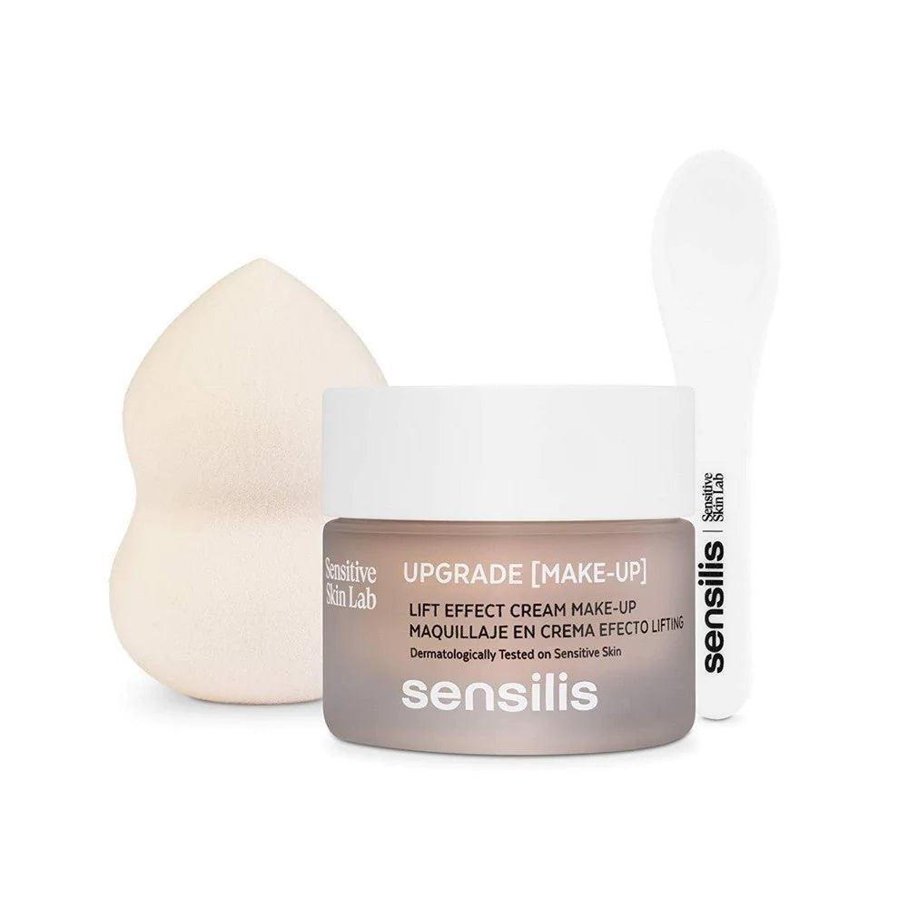 SENSILIS UPGRADE [MAKE UP], stangrinamojo poveikio kreminė makiažo pudra 01 BEIGE, su mentele ir kempinėle, 30 ml | Tiesiog Graži