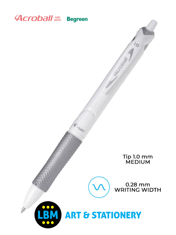 veelbelovend Woordenlijst Eindeloos Pilot Acroball Begreen Pure White Retractable Ballpoint Pen - LBM Art – LBM  Art & Stationery Store