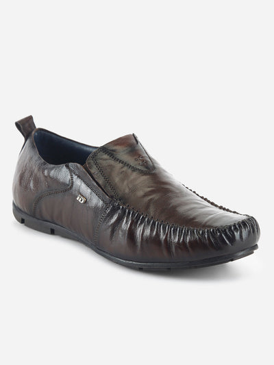 Men's Wine Opulent Textured Slip On (ID1124)-Loafers - iD Shoes