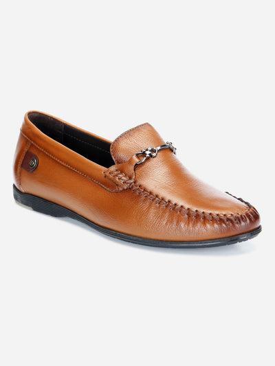Men's Tan Moc Toe Semi Formal Loafer (ID1107)-Loafers - iD Shoes