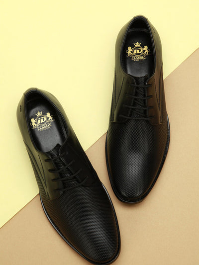 Men's Black Regular Toe Textured Finish Formal (ID2139)-Formals - iD Shoes